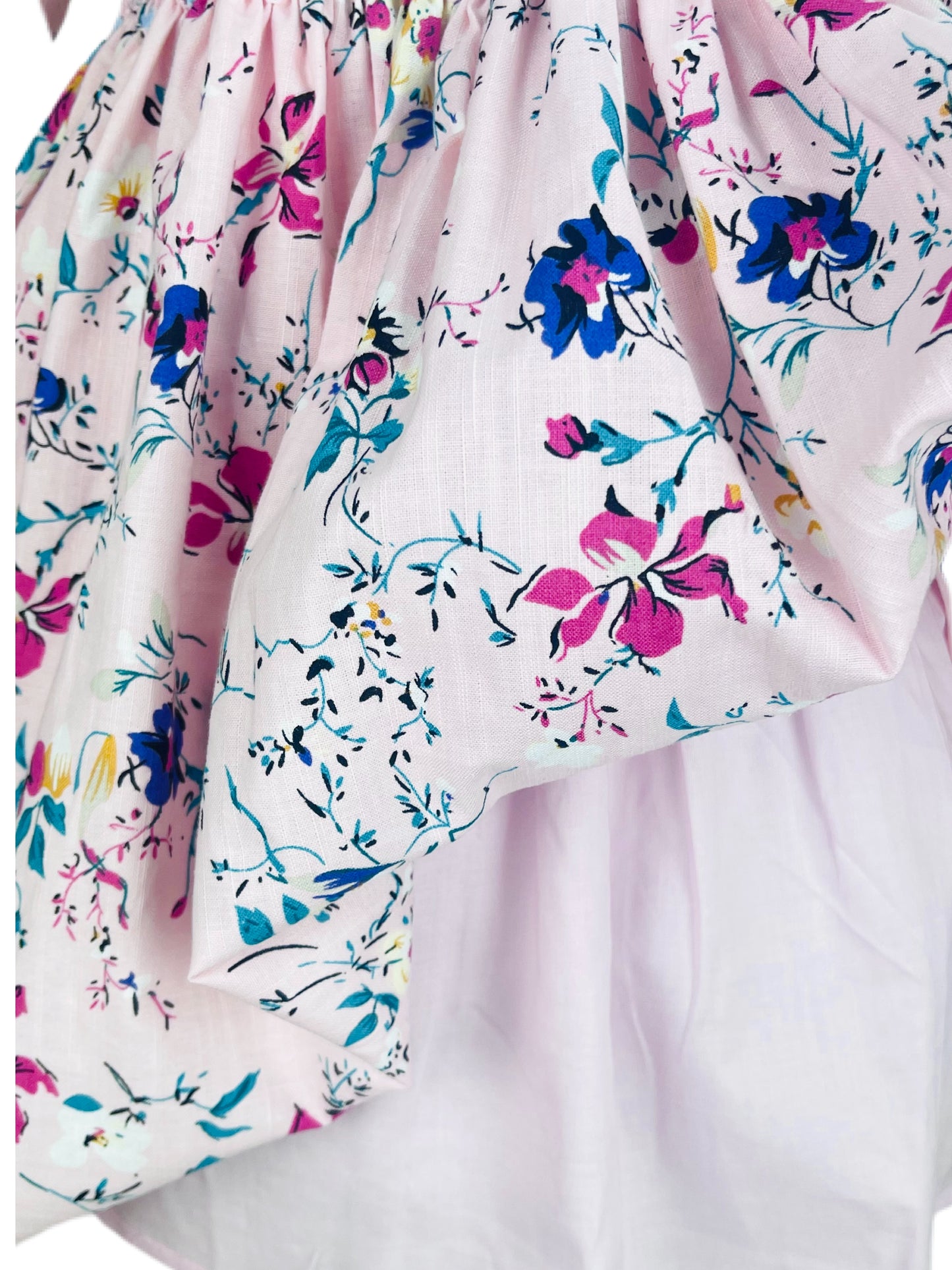 Hannah hand smocked long sleeve pink floral winter dress