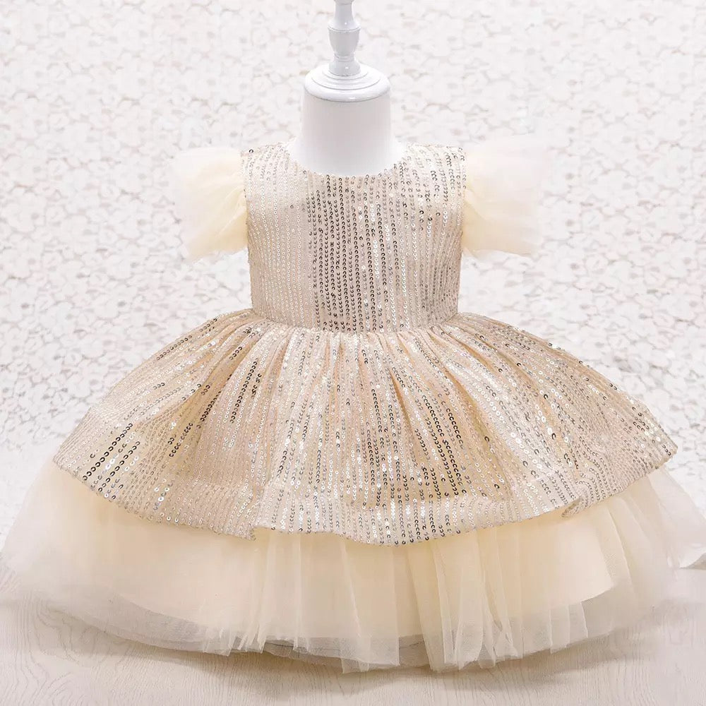 AISHA Ivory colour sequins dress