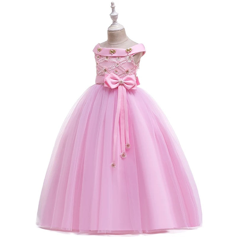 SIENA Pink colour off the shoulder long party dress