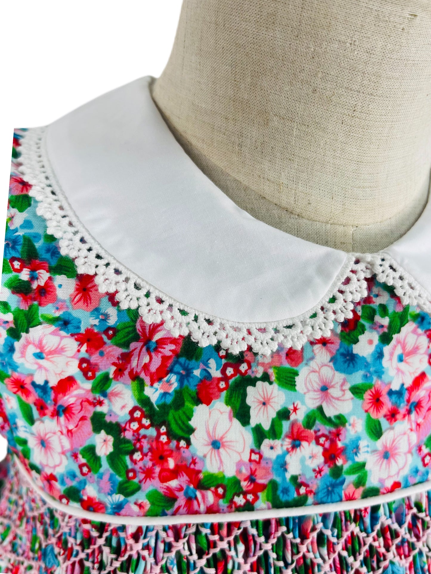 Diana hand smocked long sleeve floral dress