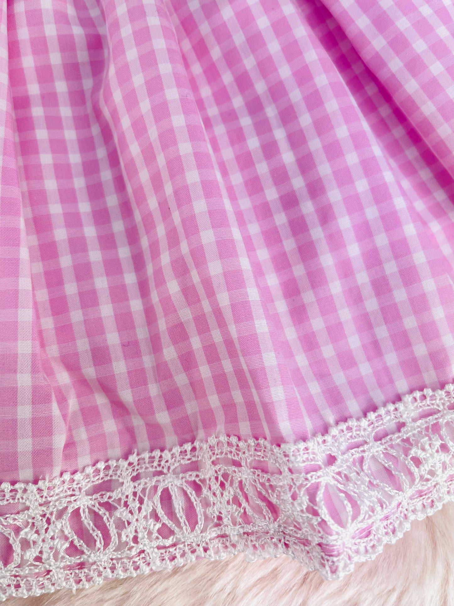 Pink colour checked summer cotton dress