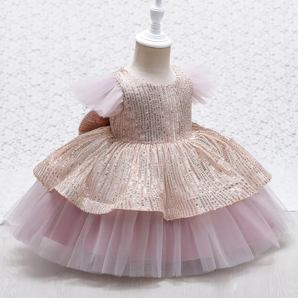 AISHA Pale pink sequins dress