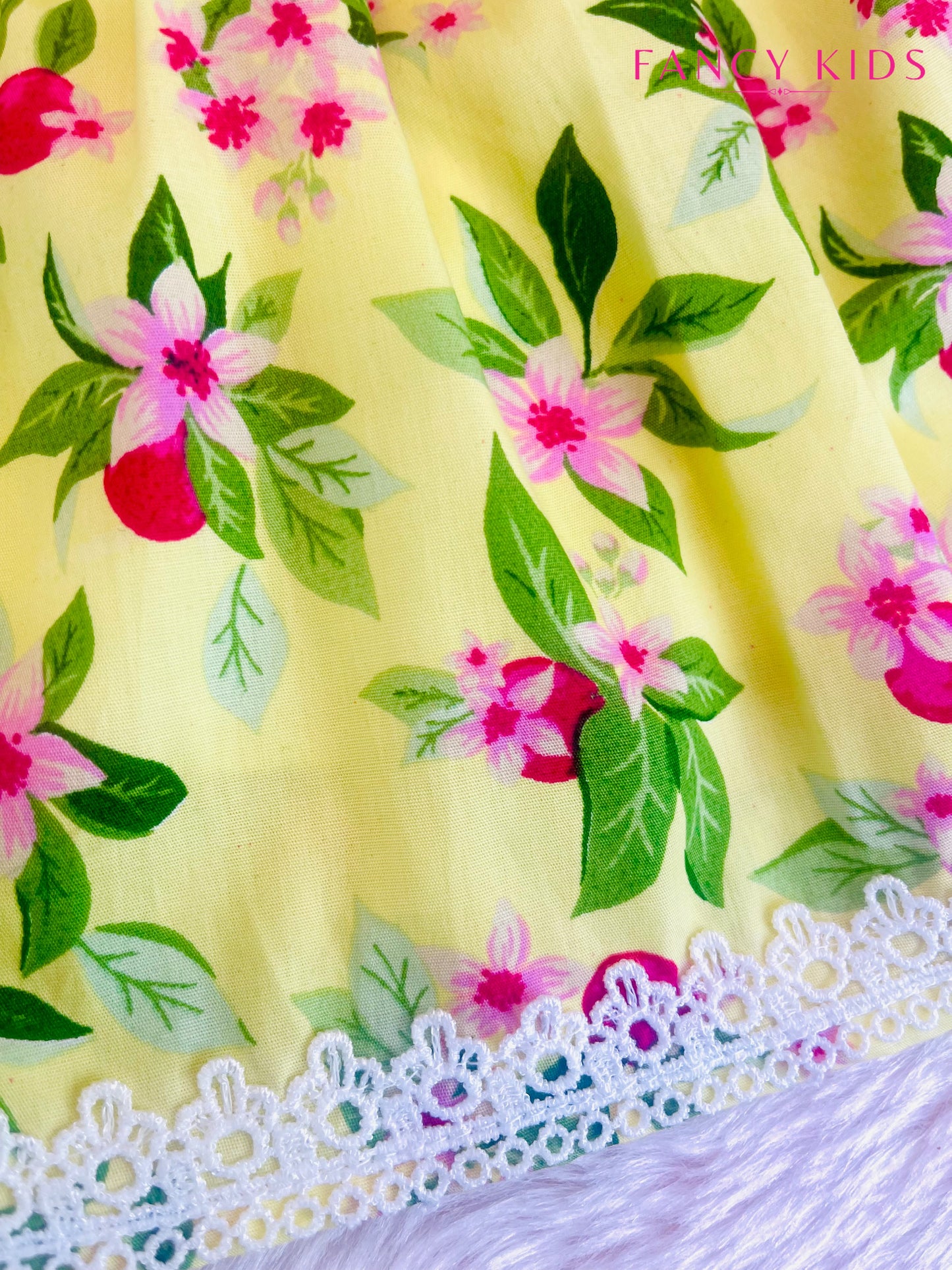 Yellow colour Floral summer cotton dress