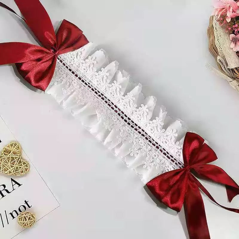 Red and white long sleeve Lolita dress