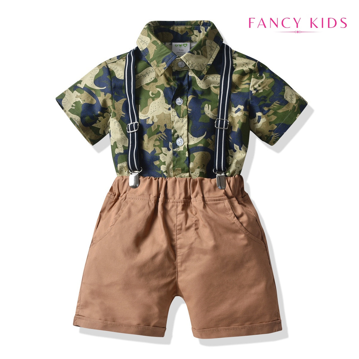 Dinosaur printed short sleeve boys outfit