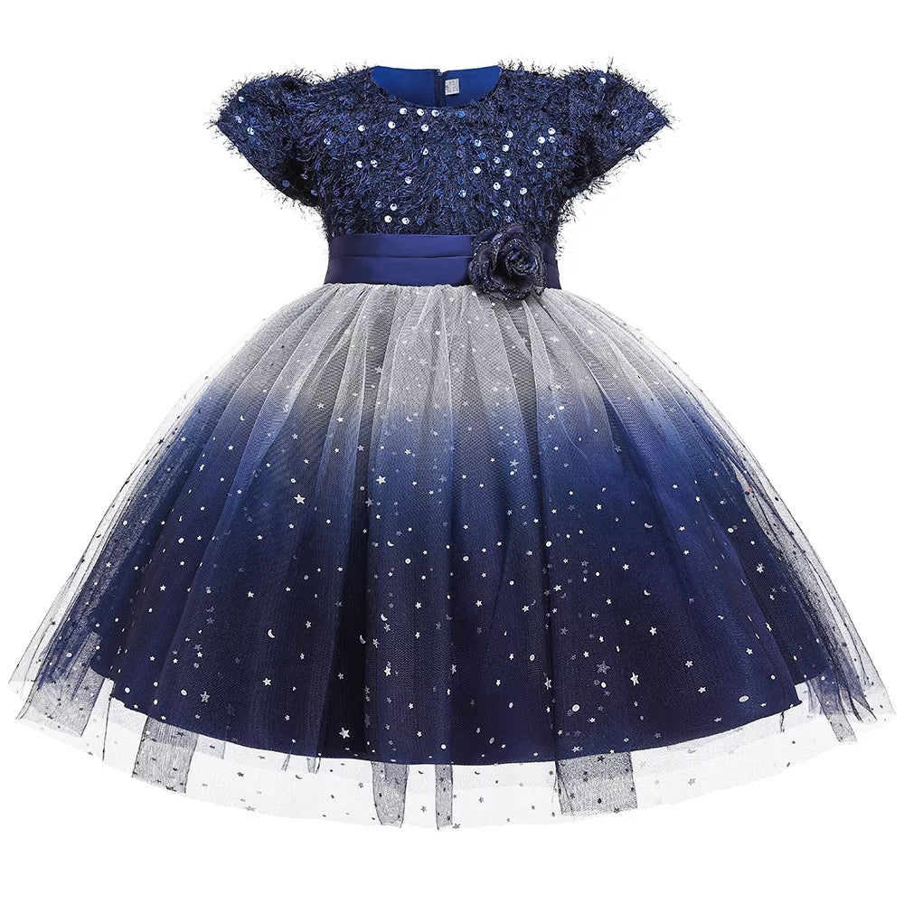 Tussel and sequin dress - Navy blue