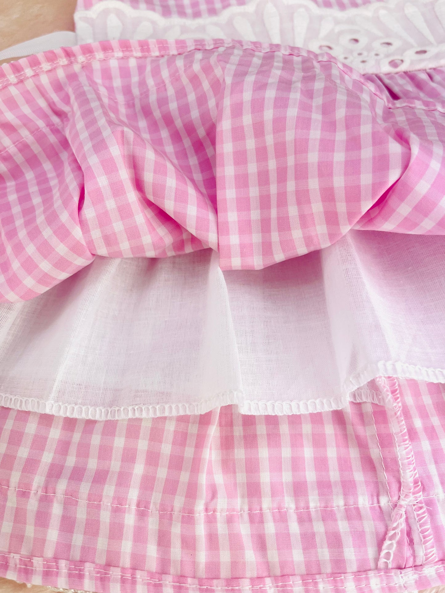 Pink colour checked summer cotton dress