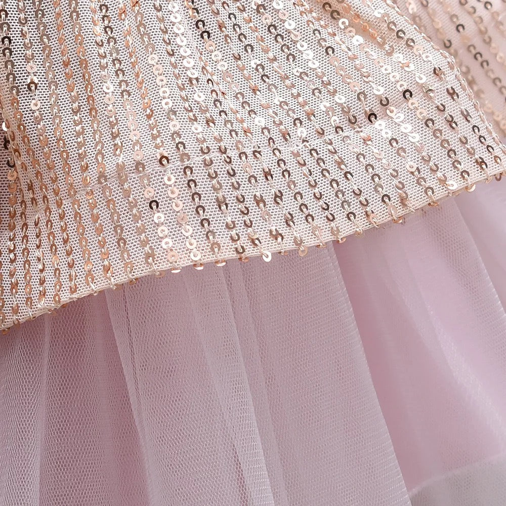 AISHA Pale pink sequins dress