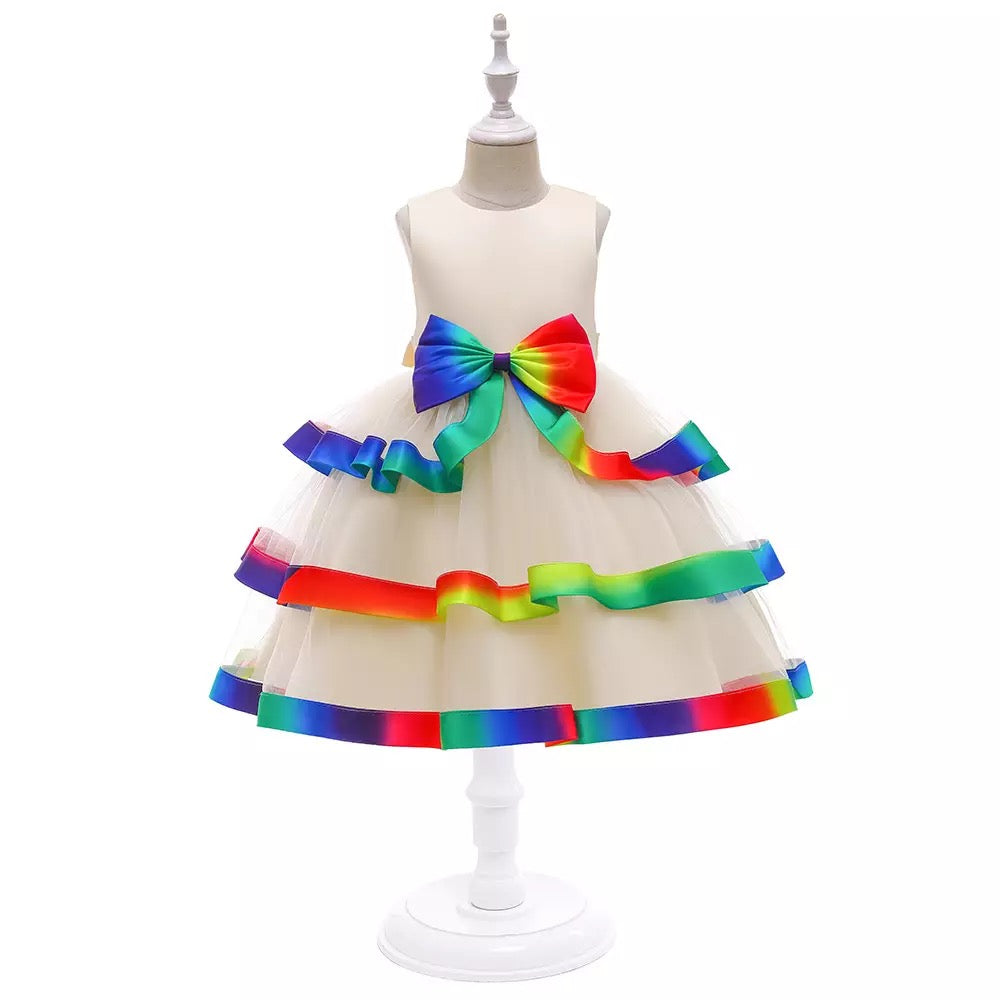 Nora Rainbow dress- cream colour