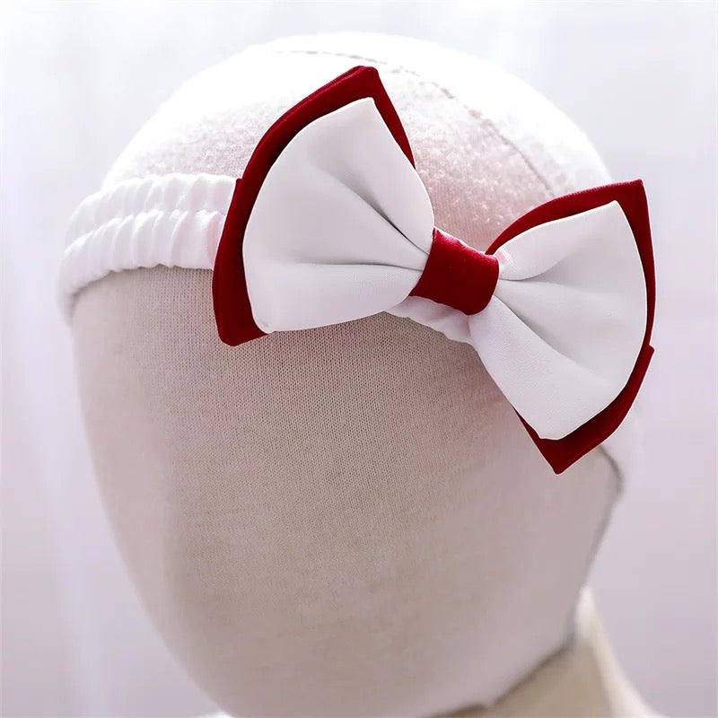 Fancy bow white and red dress