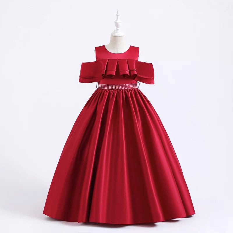 Red colour long part dress