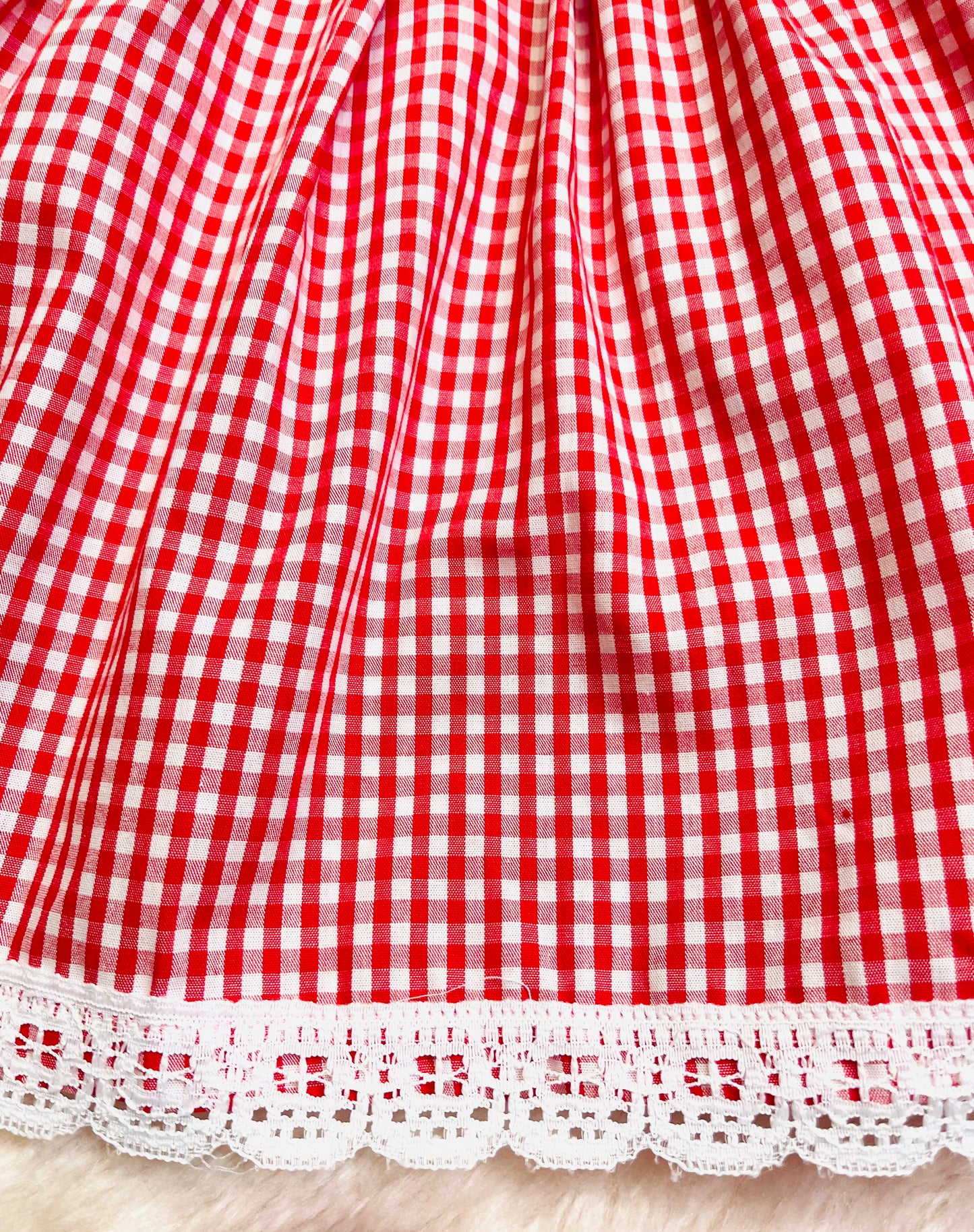 Red checked embroidered baby dress