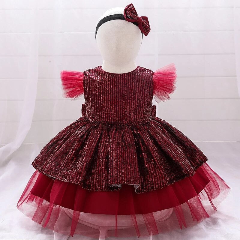 FARAH Red sequins party dress