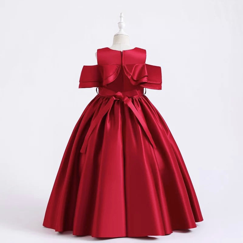 Red colour long part dress