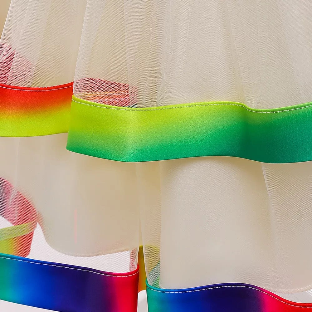 Nora Rainbow dress- cream colour