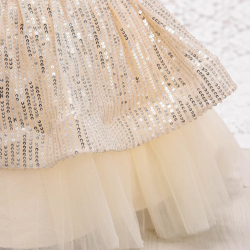 AISHA Ivory colour sequins dress