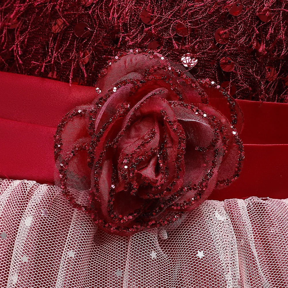 Tussel dress with sequins- Red