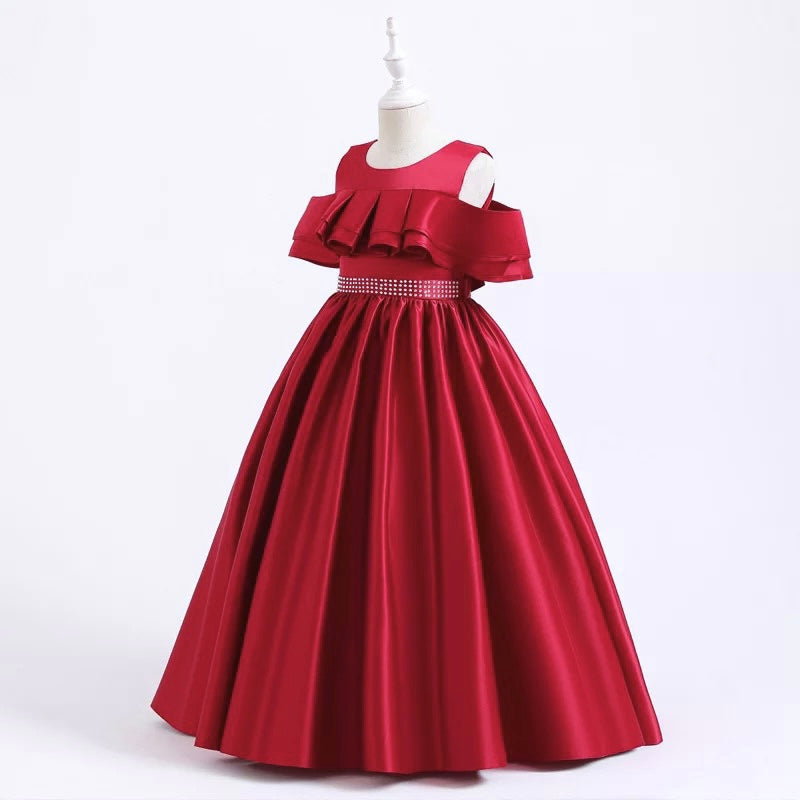 Red colour long part dress