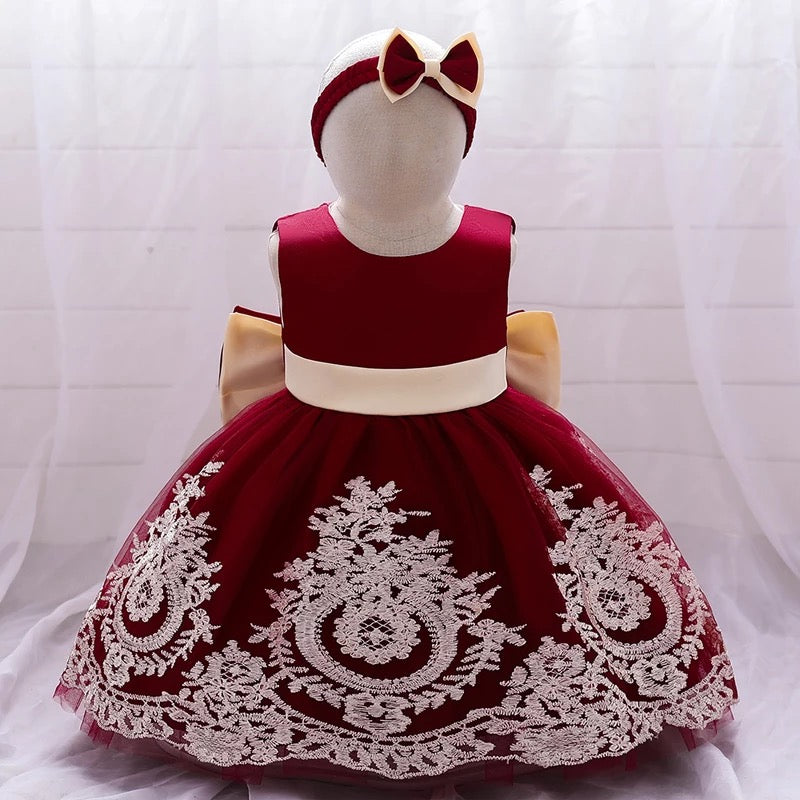 Fancy bow red and gold dress