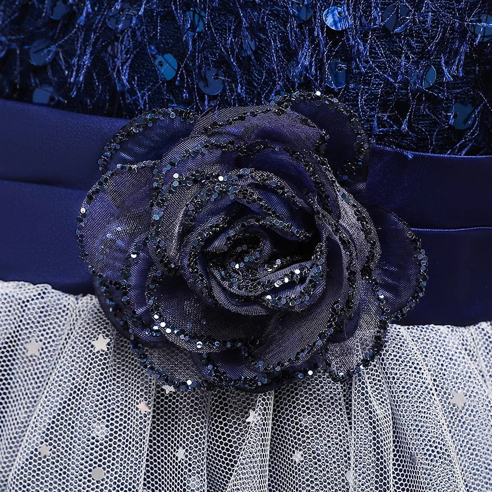 Tussel and sequin dress - Navy blue