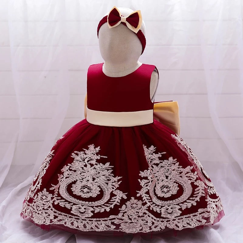 Fancy bow red and gold dress