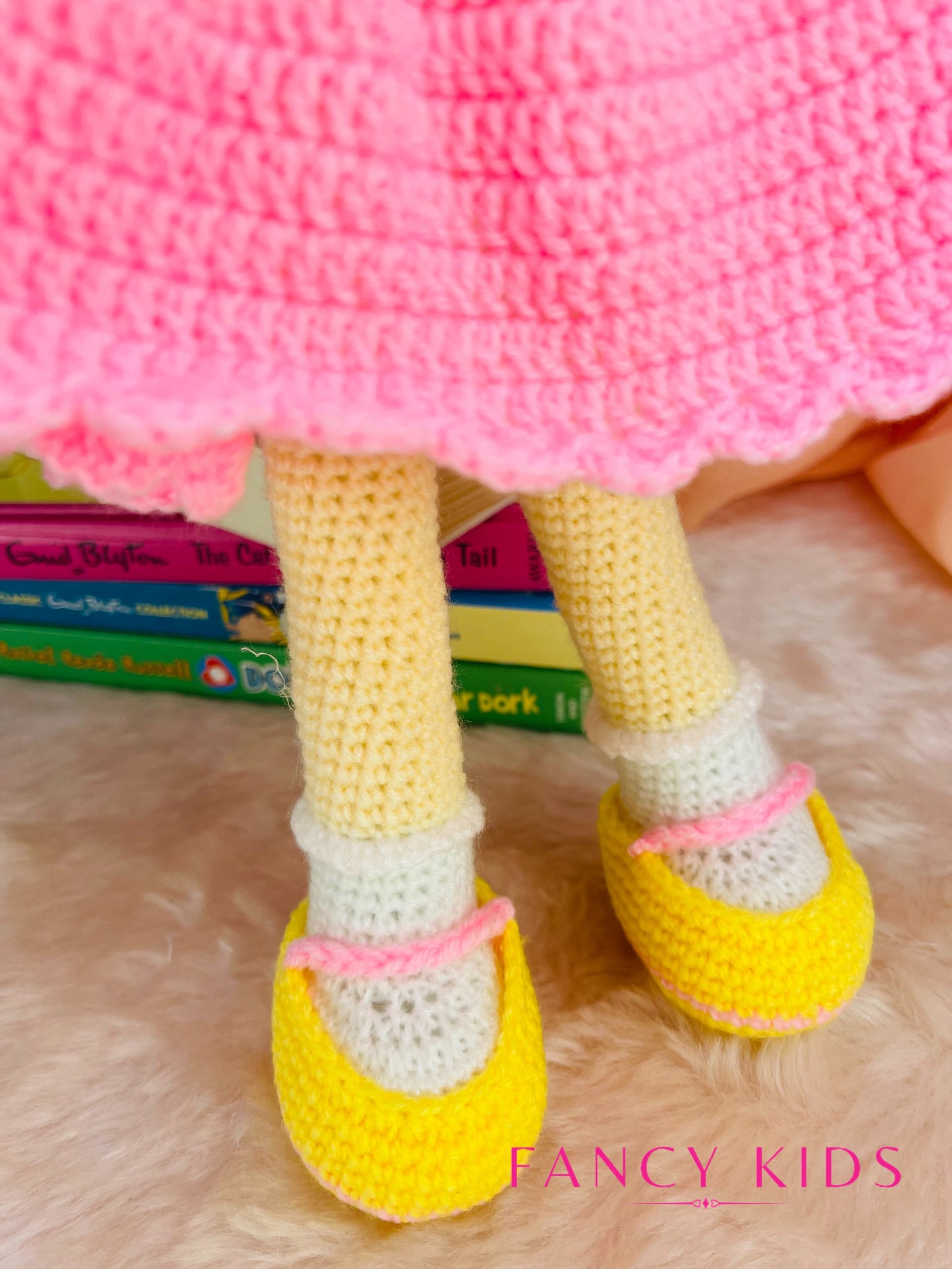 Fancy girl-pink colour doll - Hand knitted stuffed toy