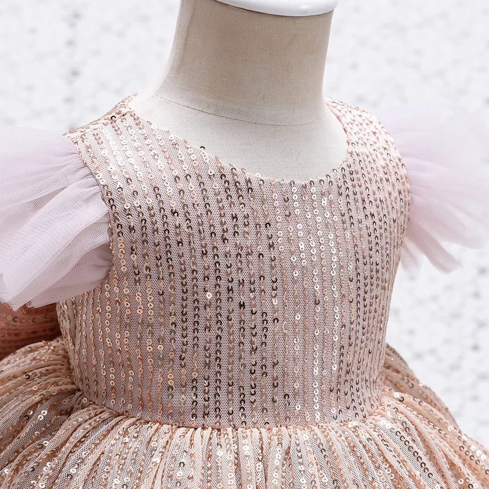 AISHA Pale pink sequins dress