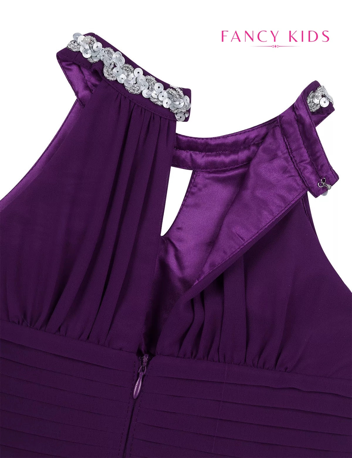 Purple colour flower girl dress- high neck-chiffon