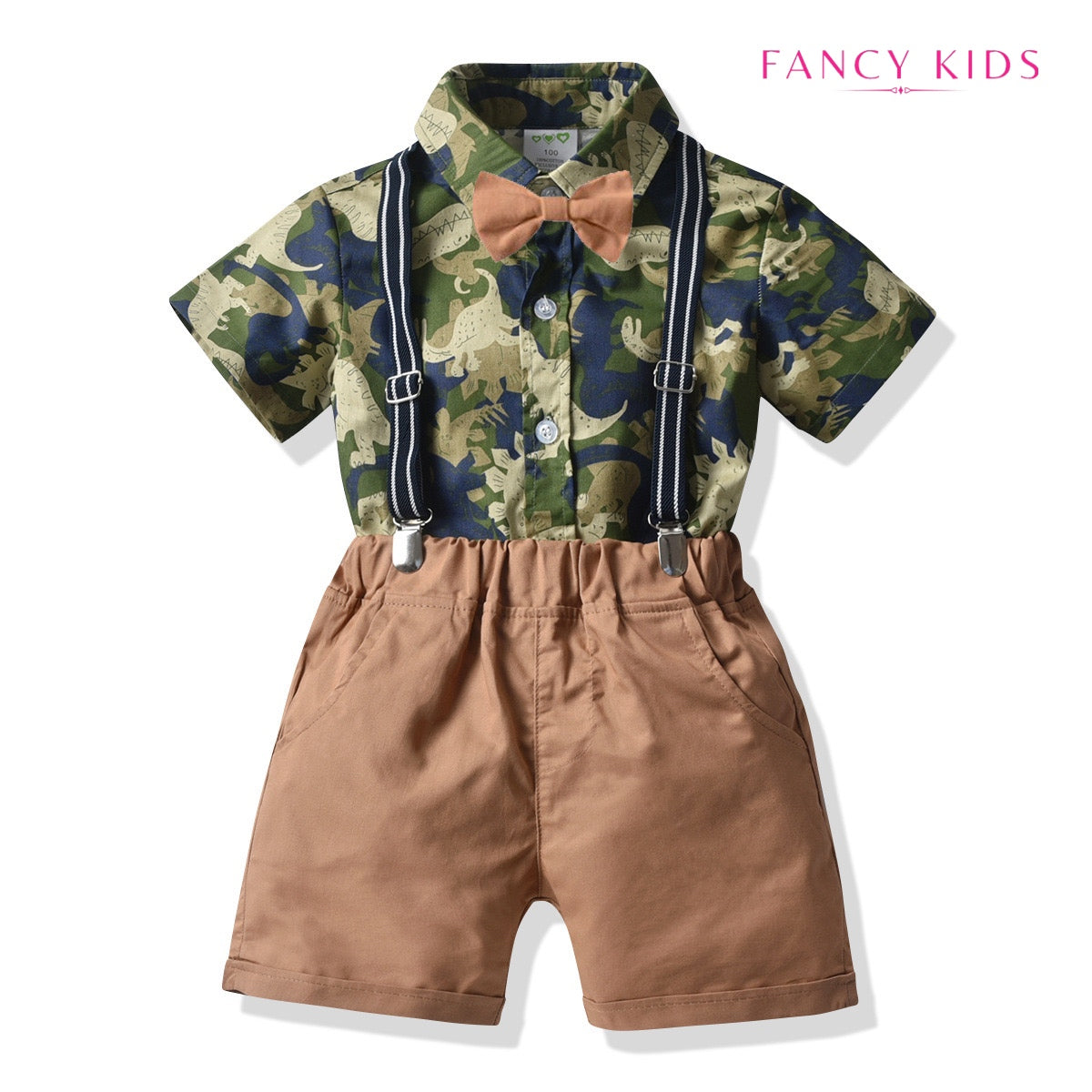 Dinosaur printed short sleeve boys outfit