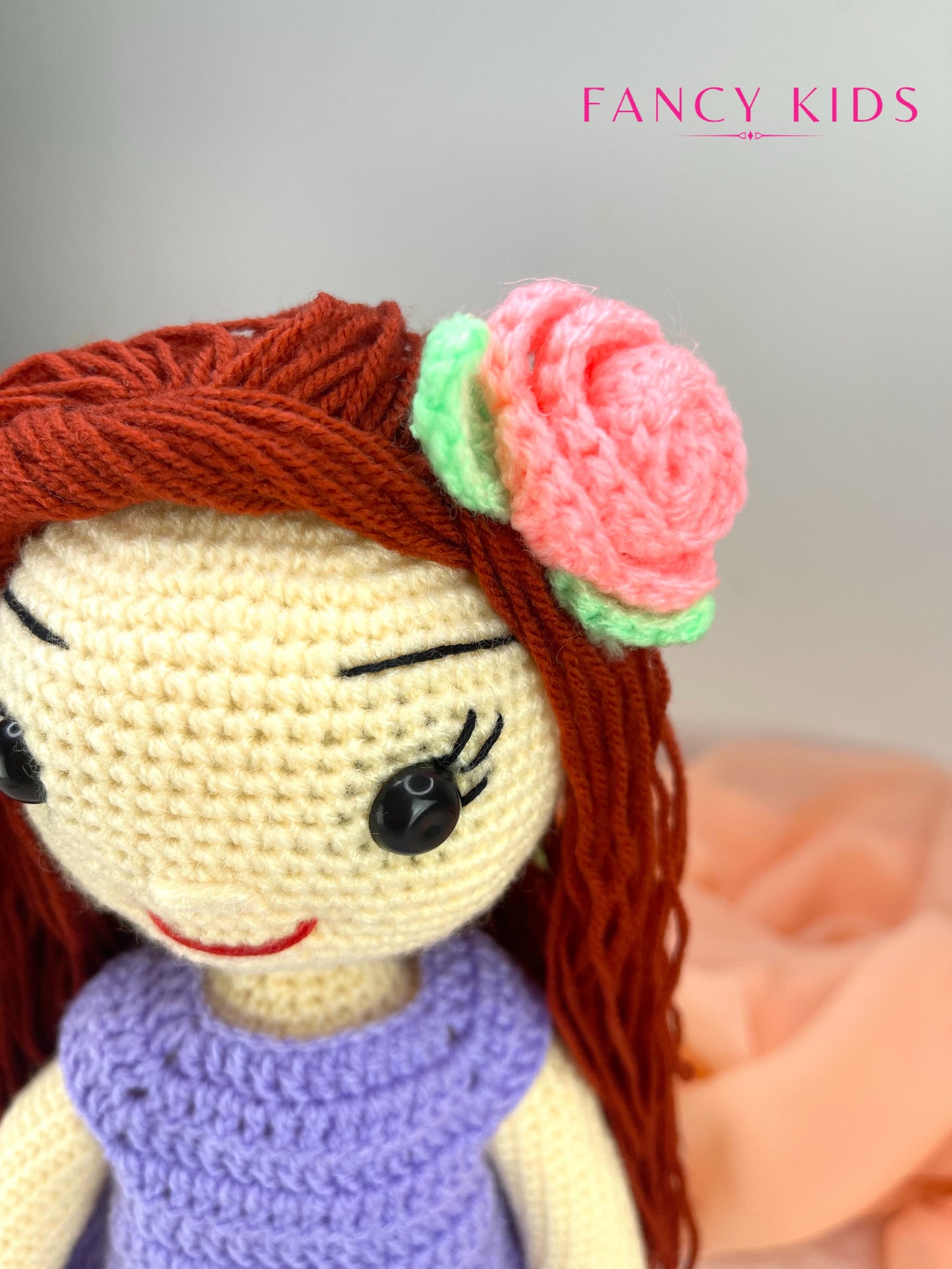 Fancy girl-purple colour doll - Hand knitted stuffed toy