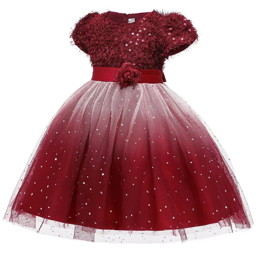 Tussel dress with sequins- Red