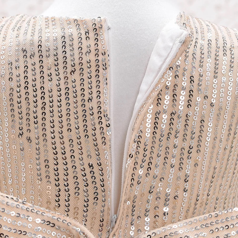 AISHA Ivory colour sequins dress