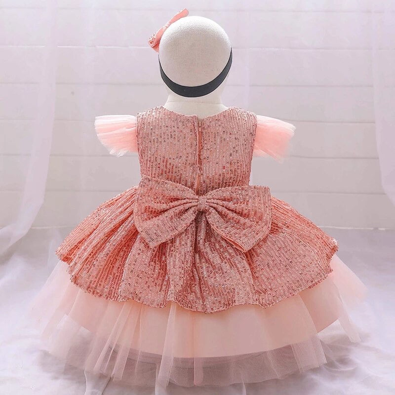 Sequins party dress- peach colour