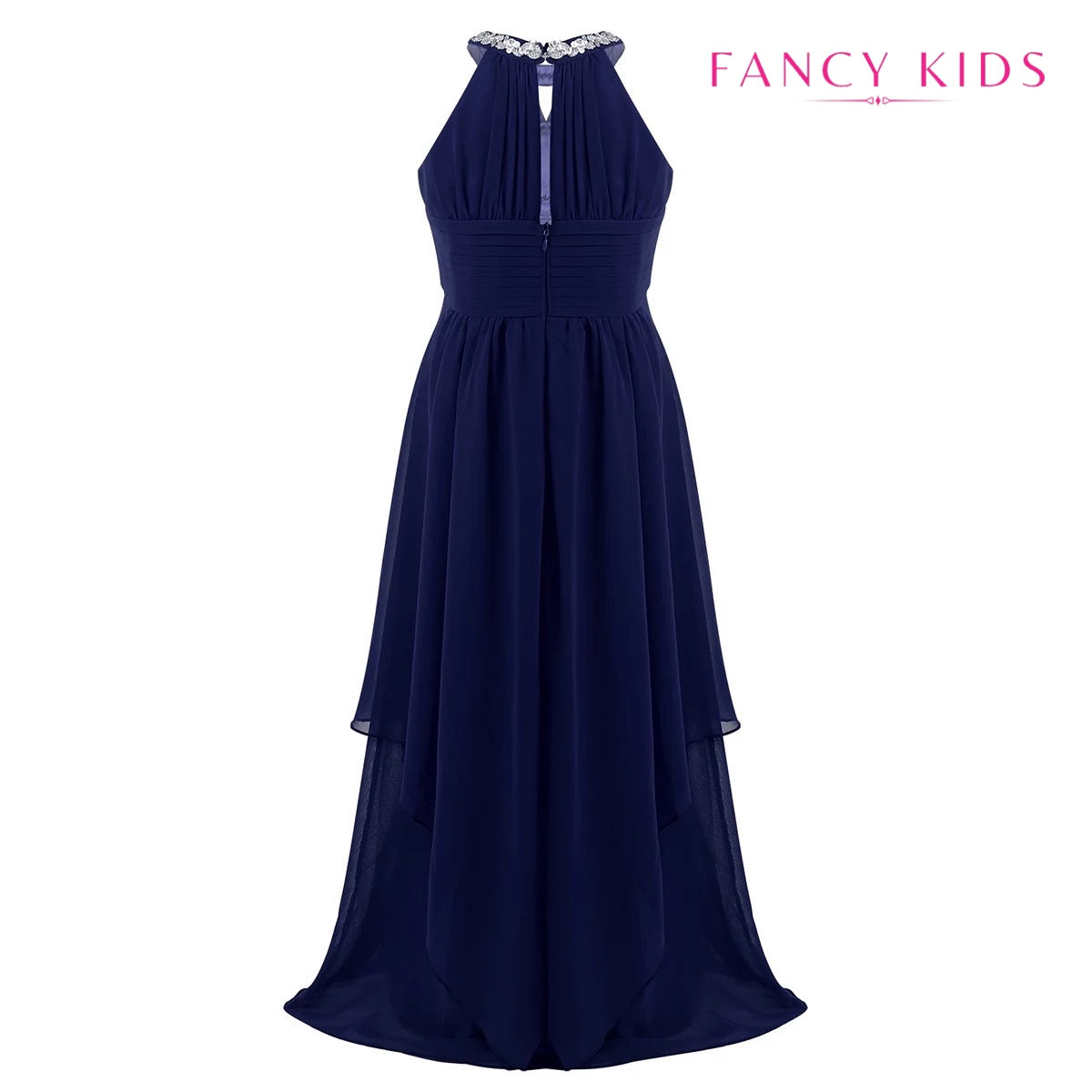 Navy blue halter neck flower girl dress-Navy blue