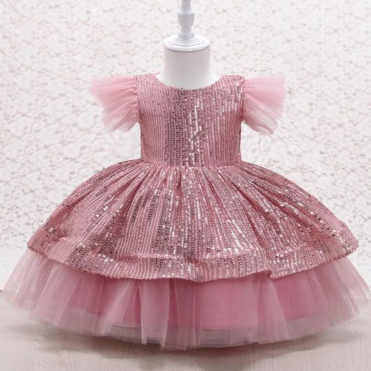 AISHA Dust pink sequins dress