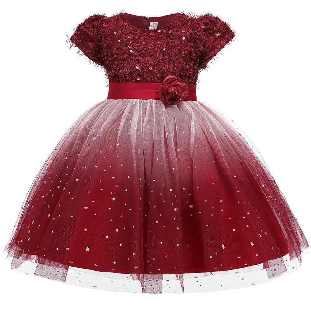 Tussel dress with sequins- Red