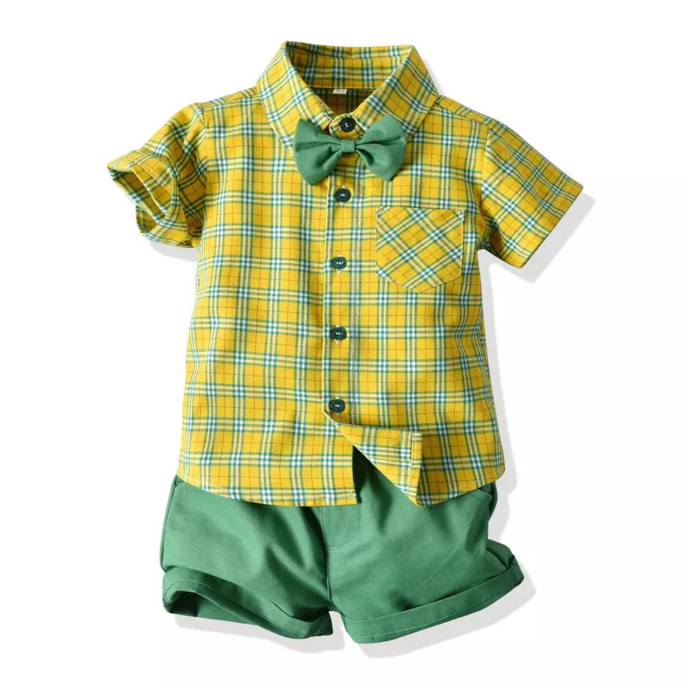 Boys party outfit -light green short sleeve