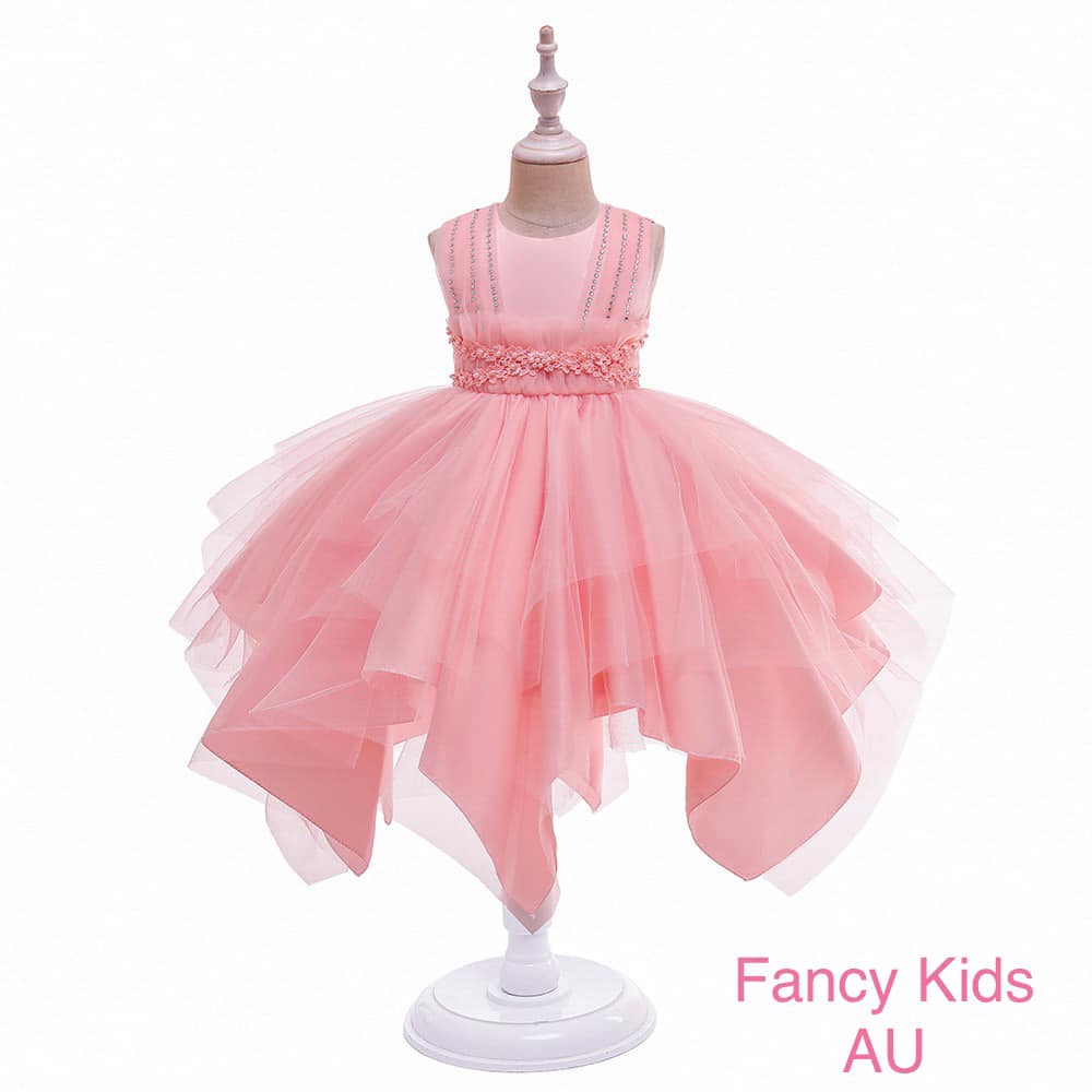 Light peach irregular tulle layer dress