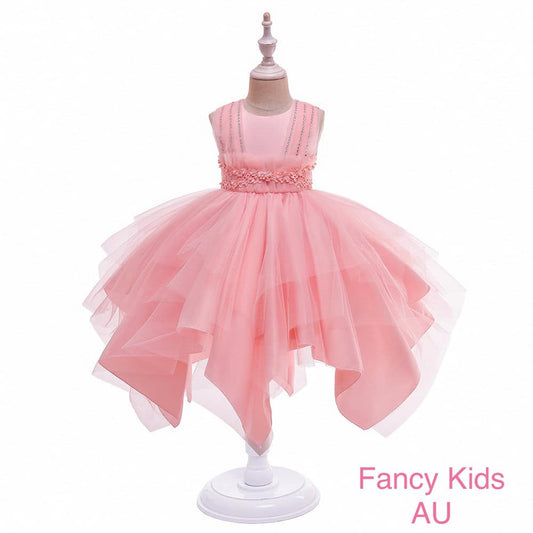 Light peach irregular tulle layer dress