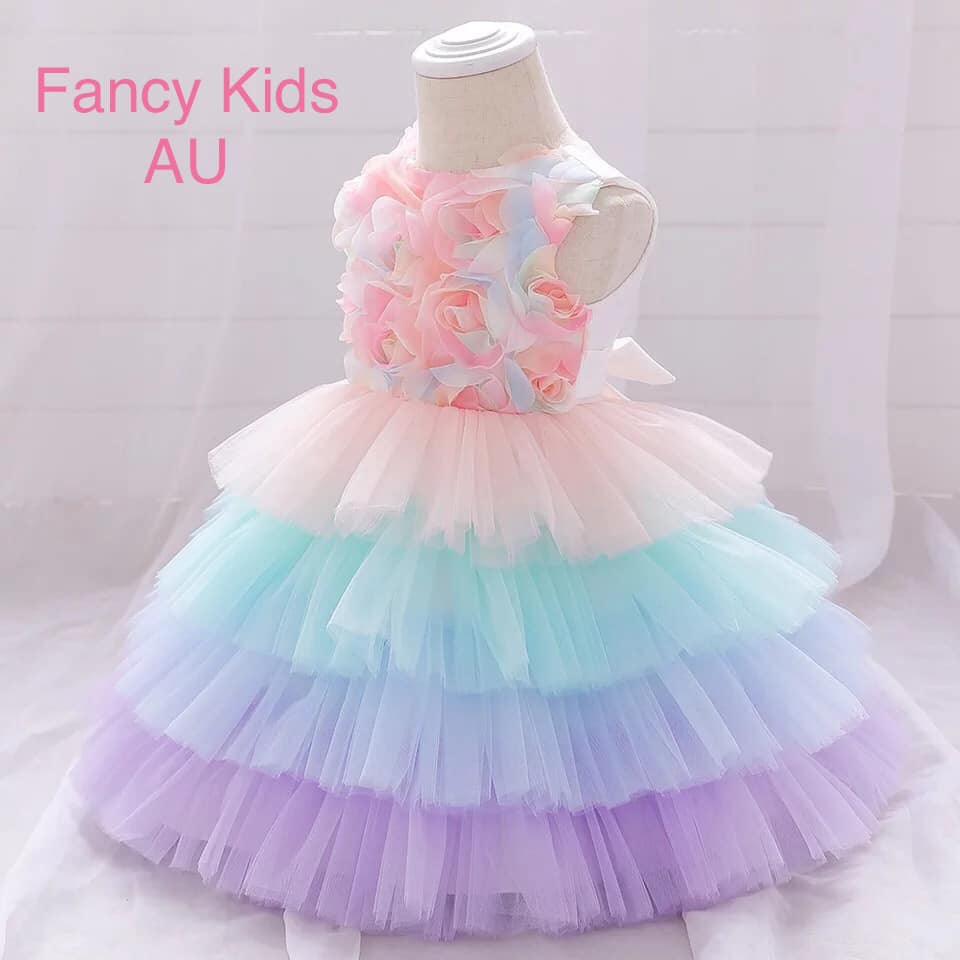 Multi colour floral tutu party dress