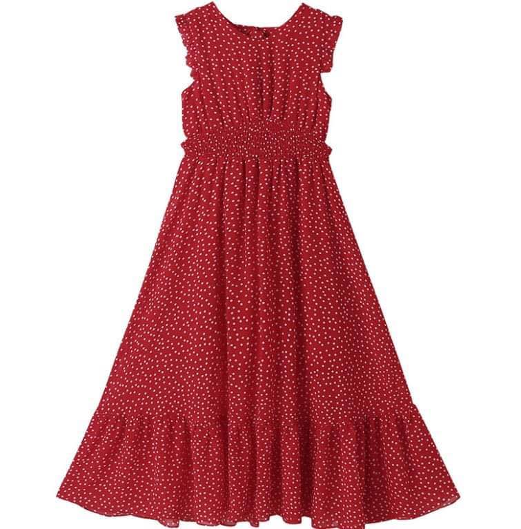 Red long maxi dress-silk