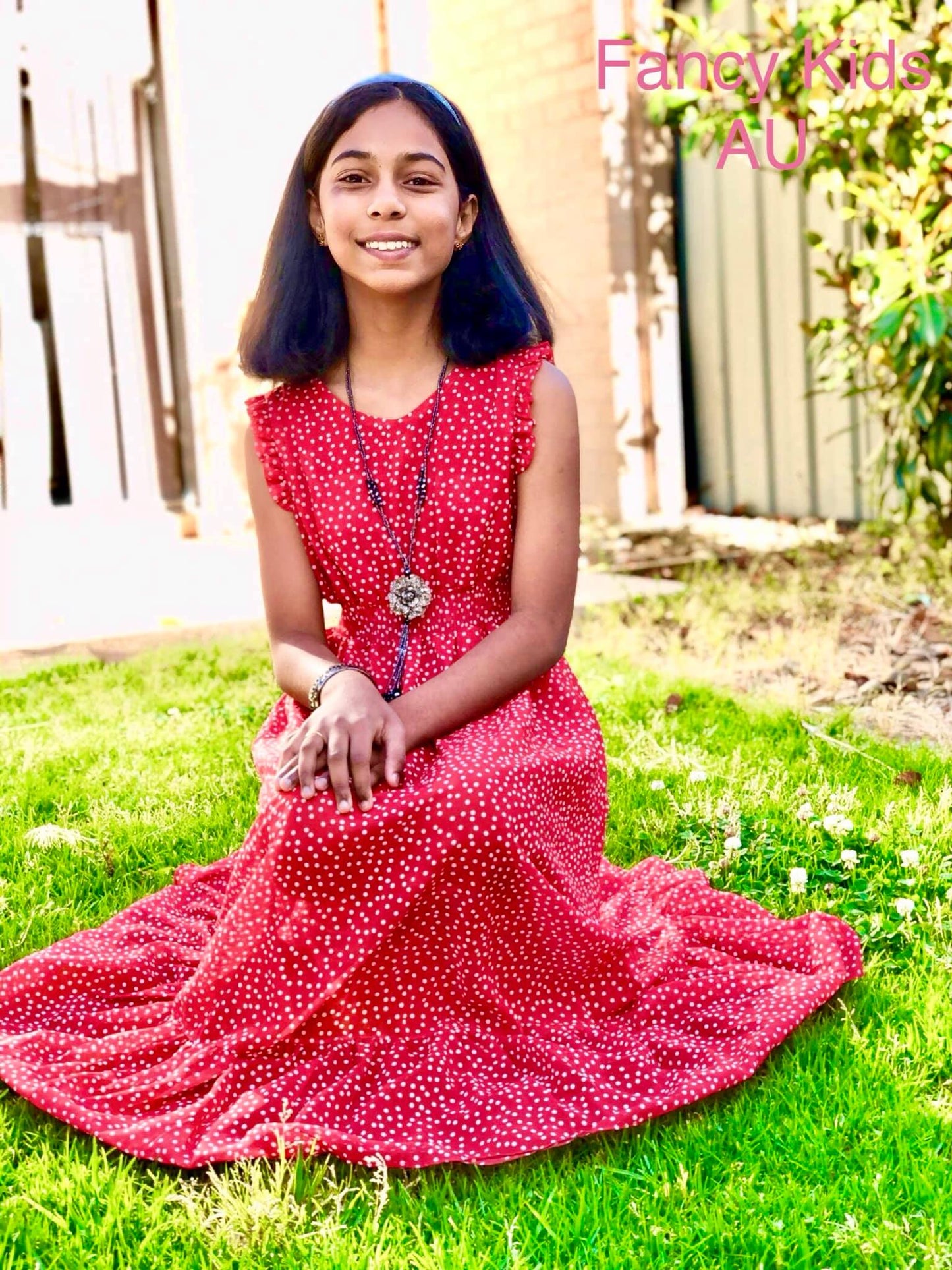 Red long maxi dress-silk