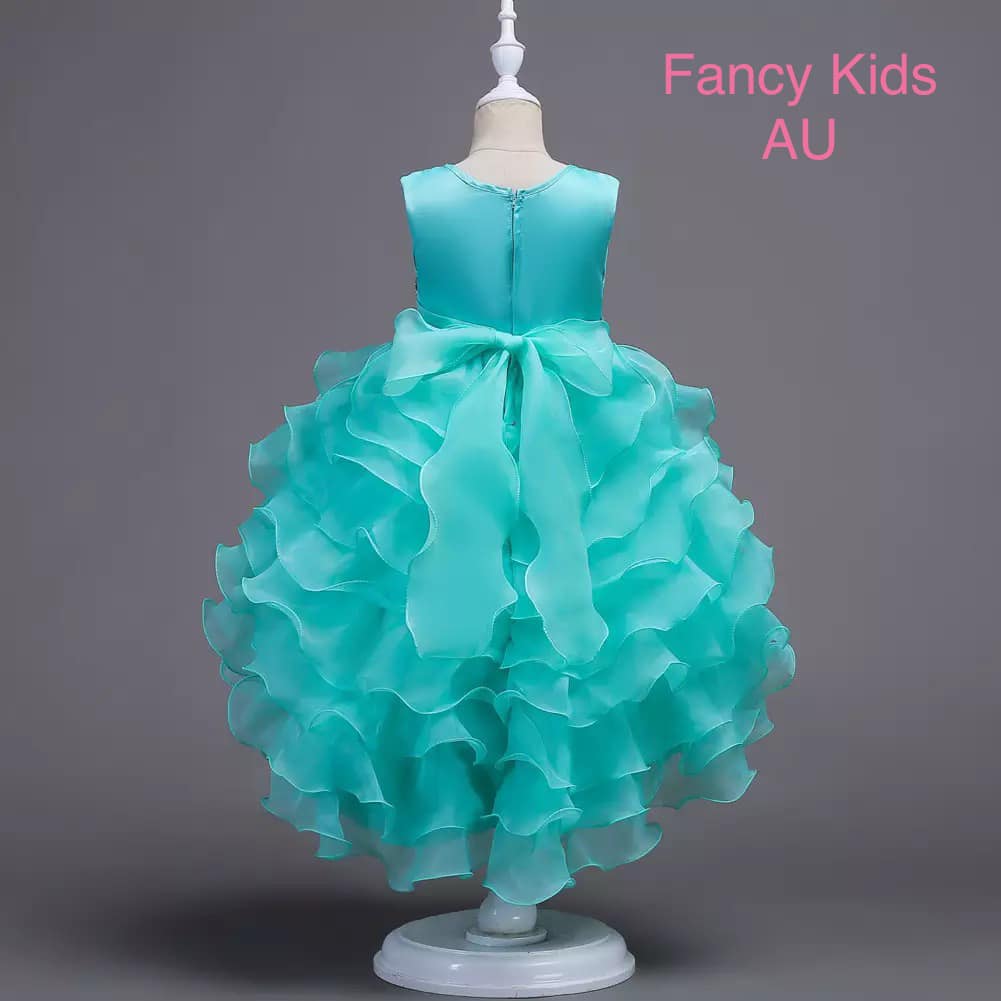 Sea green long tail dress