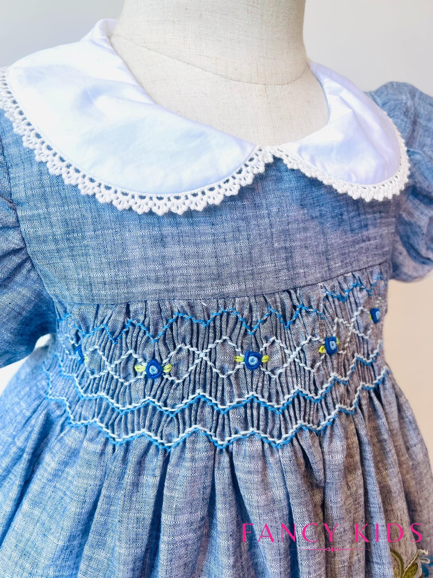 Smocked and Embroidered floral dress