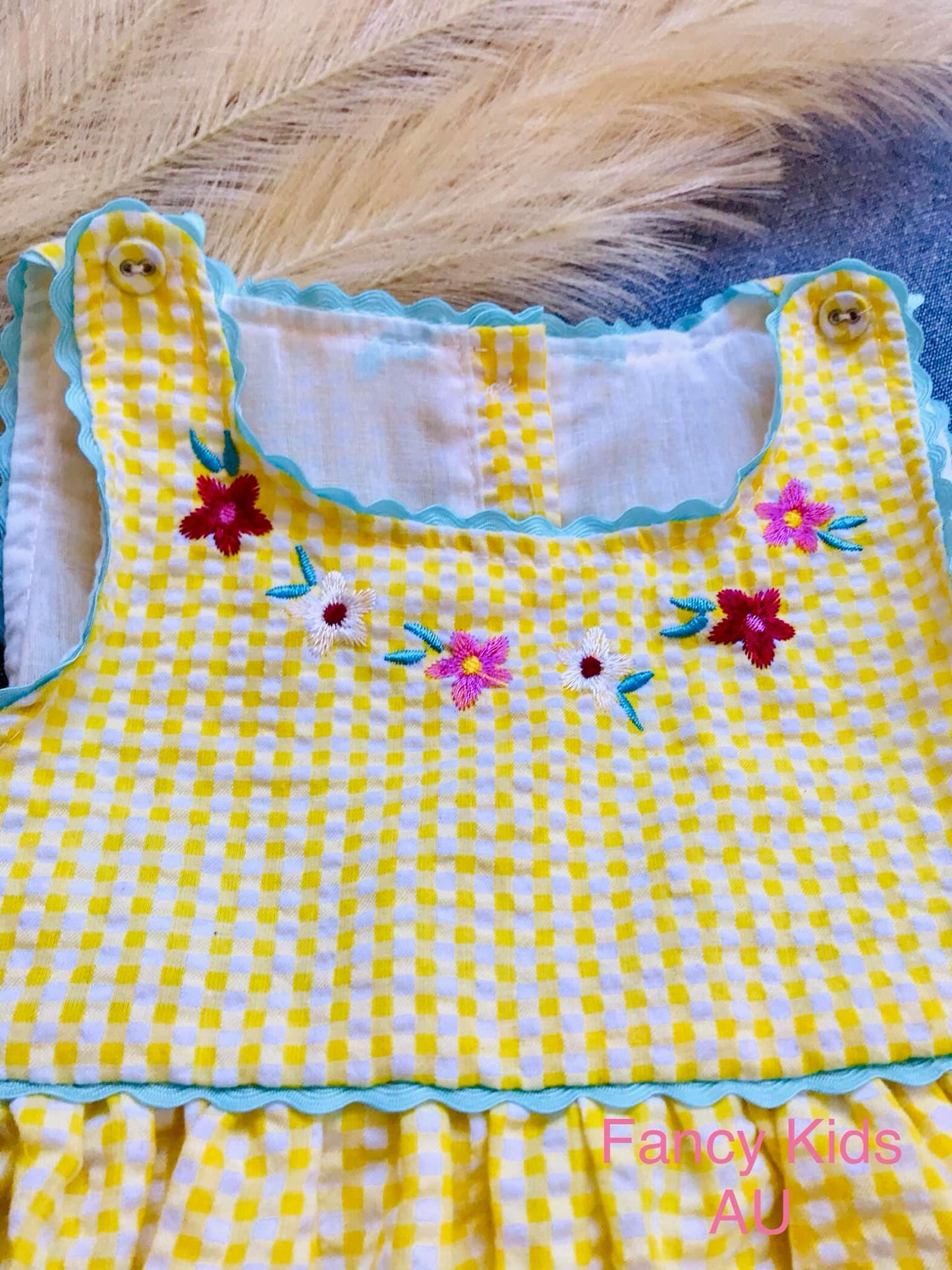 My little duck dress appliqué and embroidered