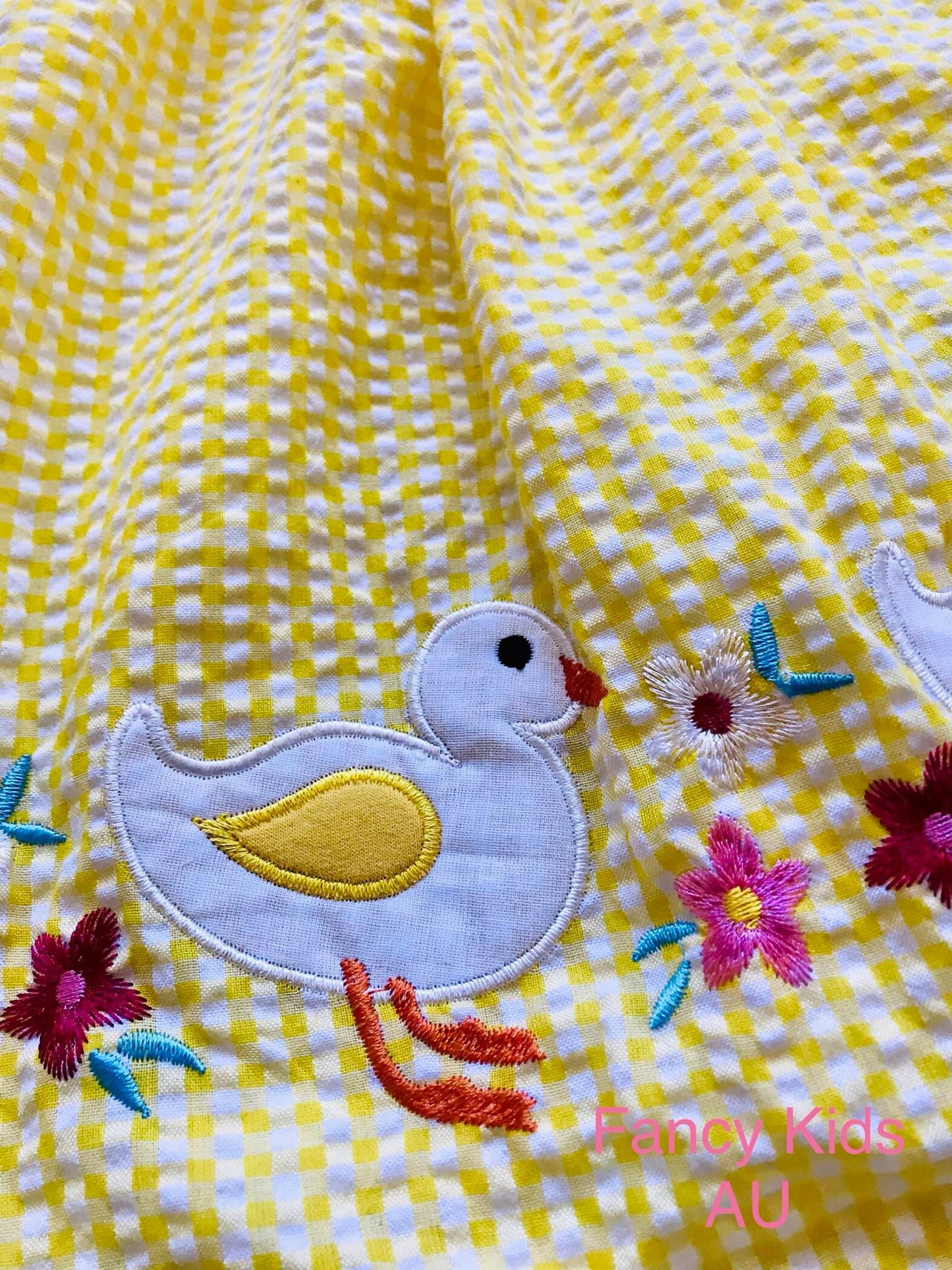 My little duck dress appliqué and embroidered